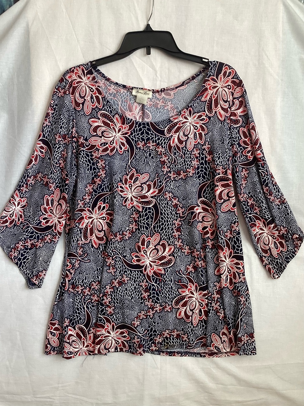 Brittany Black Navy and Red Floral Scoop-Neck Tunic